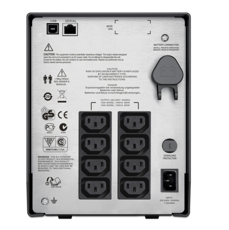 Источник бесперебойного питания APC Smart-UPS C 1000VA/600W, 230V, Line-Interactive, LCD (REP.SC1000I), SMC1000I-CH Источник бесперебойного питания APC Smart-UPS C 1000VA/600W, 230V, Line-Interactive, LCD (REP.SC1000I), SMC1000I-CH — изображение 3